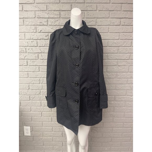Gallery Women Black White Polka Dot Water Repellent Raincoat Size L - Picture 1 of 10